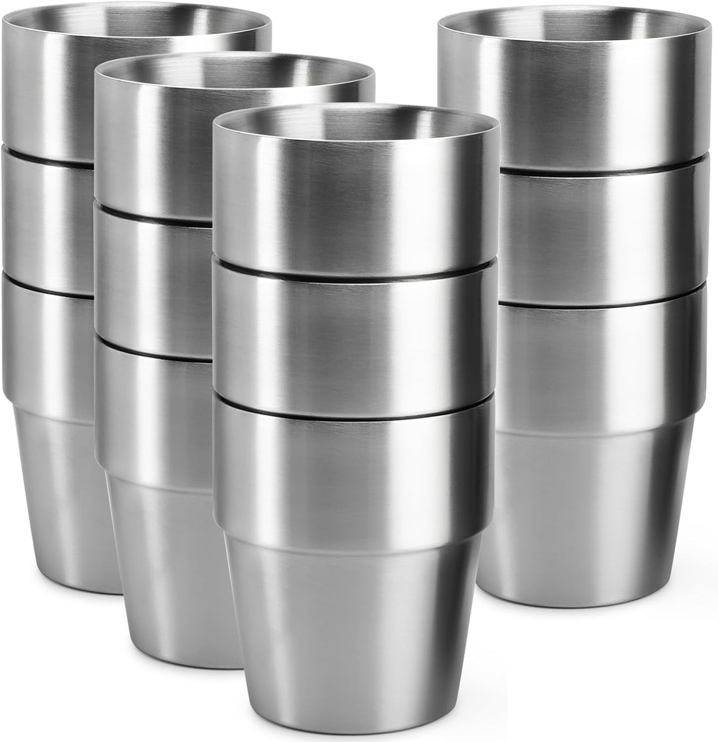 Stainless Steel Cups 16 oz, 4 Pack Stainless Steel Tumbler Stackable Double Wall Vacuum Insulated Metal Drinking Glasses for Home Restaurant Ofiice Party Camping