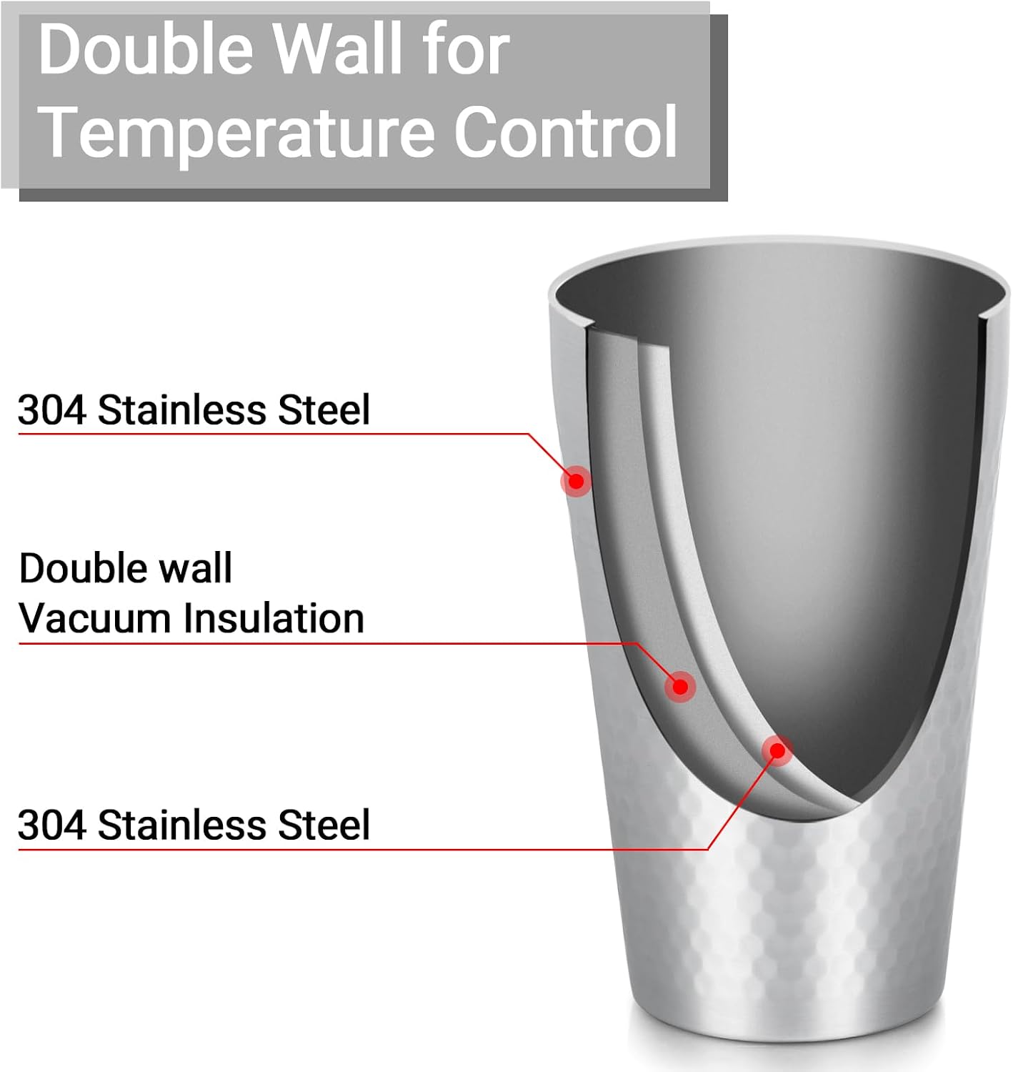Stainless Steel Cups 16 oz, 4 Pack Stainless Steel Tumbler Stackable Double Wall Vacuum Insulated Metal Drinking Glasses for Home Restaurant Ofiice Party Camping