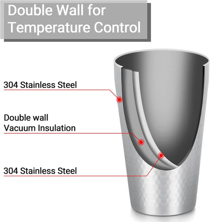 Stainless Steel Cups 16 oz, 4 Pack Stainless Steel Tumbler Stackable Double Wall Vacuum Insulated Metal Drinking Glasses for Home Restaurant Ofiice Party Camping