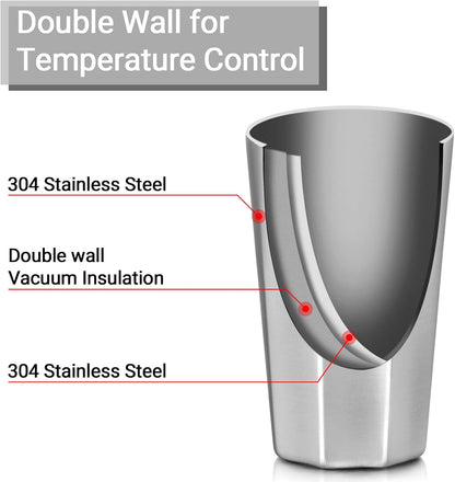 Stainless Steel Cups 16 oz, 4 Pack Stainless Steel Tumbler Stackable Double Wall Vacuum Insulated Metal Drinking Glasses for Home Restaurant Ofiice Party Camping