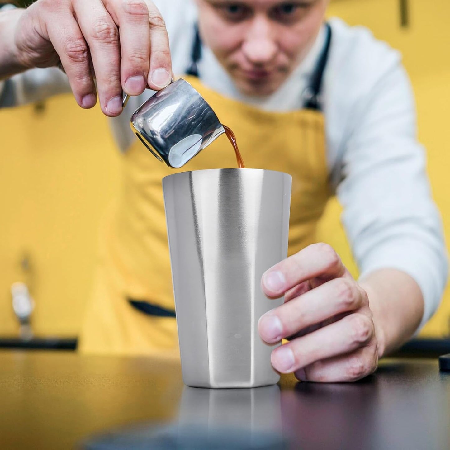 Stainless Steel Cups 16 oz, 4 Pack Stainless Steel Tumbler Stackable Double Wall Vacuum Insulated Metal Drinking Glasses for Home Restaurant Ofiice Party Camping