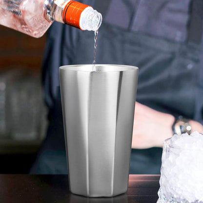 Stainless Steel Cups 16 oz, 4 Pack Stainless Steel Tumbler Stackable Double Wall Vacuum Insulated Metal Drinking Glasses for Home Restaurant Ofiice Party Camping