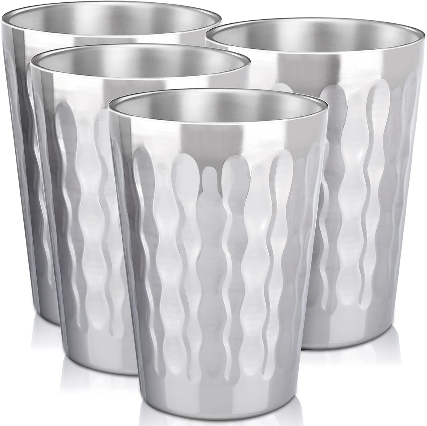 Stainless Steel Cups 16 oz, 4 Pack Stainless Steel Tumbler Stackable Double Wall Vacuum Insulated Metal Drinking Glasses for Home Restaurant Ofiice Party Camping
