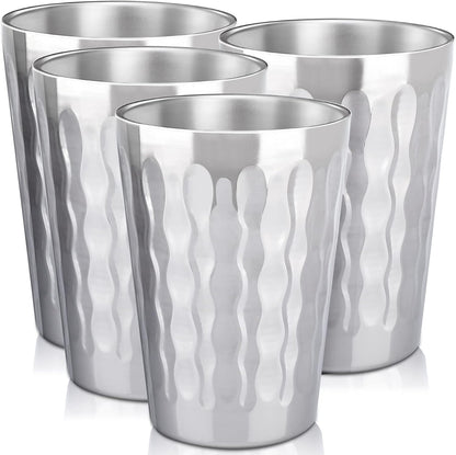 Stainless Steel Cups 16 oz, 4 Pack Stainless Steel Tumbler Stackable Double Wall Vacuum Insulated Metal Drinking Glasses for Home Restaurant Ofiice Party Camping