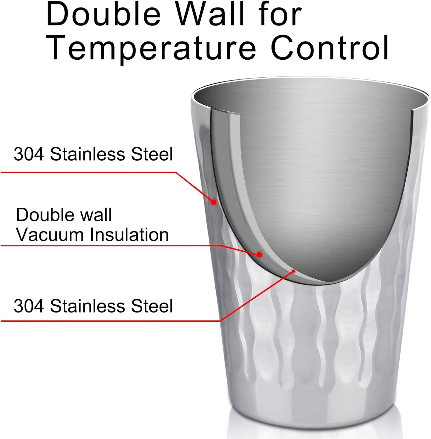 Stainless Steel Cups 16 oz, 4 Pack Stainless Steel Tumbler Stackable Double Wall Vacuum Insulated Metal Drinking Glasses for Home Restaurant Ofiice Party Camping