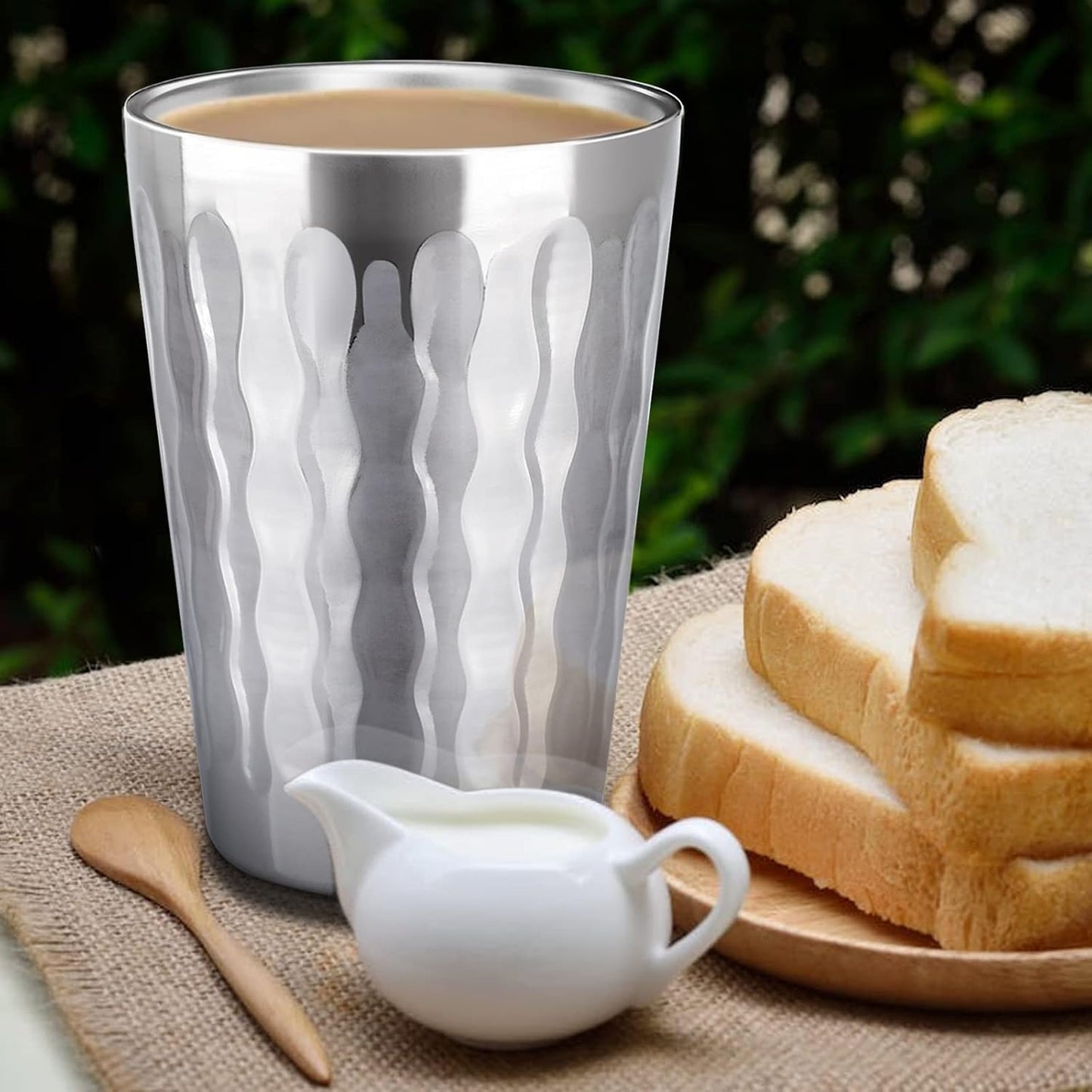 Stainless Steel Cups 16 oz, 4 Pack Stainless Steel Tumbler Stackable Double Wall Vacuum Insulated Metal Drinking Glasses for Home Restaurant Ofiice Party Camping
