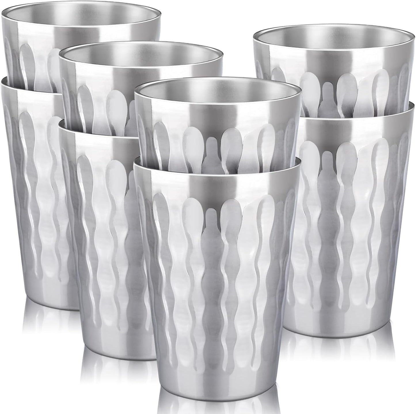 Stainless Steel Cups 16 oz, 4 Pack Stainless Steel Tumbler Stackable Double Wall Vacuum Insulated Metal Drinking Glasses for Home Restaurant Ofiice Party Camping