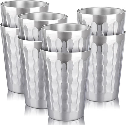 Stainless Steel Cups 16 oz, 4 Pack Stainless Steel Tumbler Stackable Double Wall Vacuum Insulated Metal Drinking Glasses for Home Restaurant Ofiice Party Camping