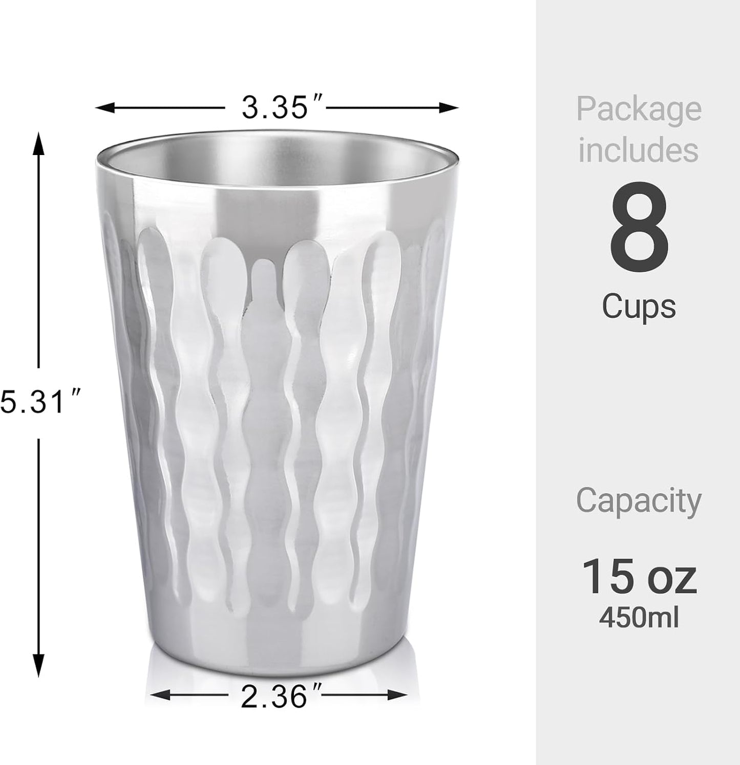 Stainless Steel Cups 16 oz, 4 Pack Stainless Steel Tumbler Stackable Double Wall Vacuum Insulated Metal Drinking Glasses for Home Restaurant Ofiice Party Camping