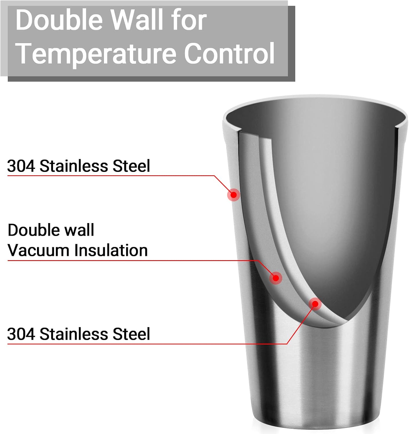 Stainless Steel Cups 16 oz, 4 Pack Stainless Steel Tumbler Stackable Double Wall Vacuum Insulated Metal Drinking Glasses for Home Restaurant Ofiice Party Camping