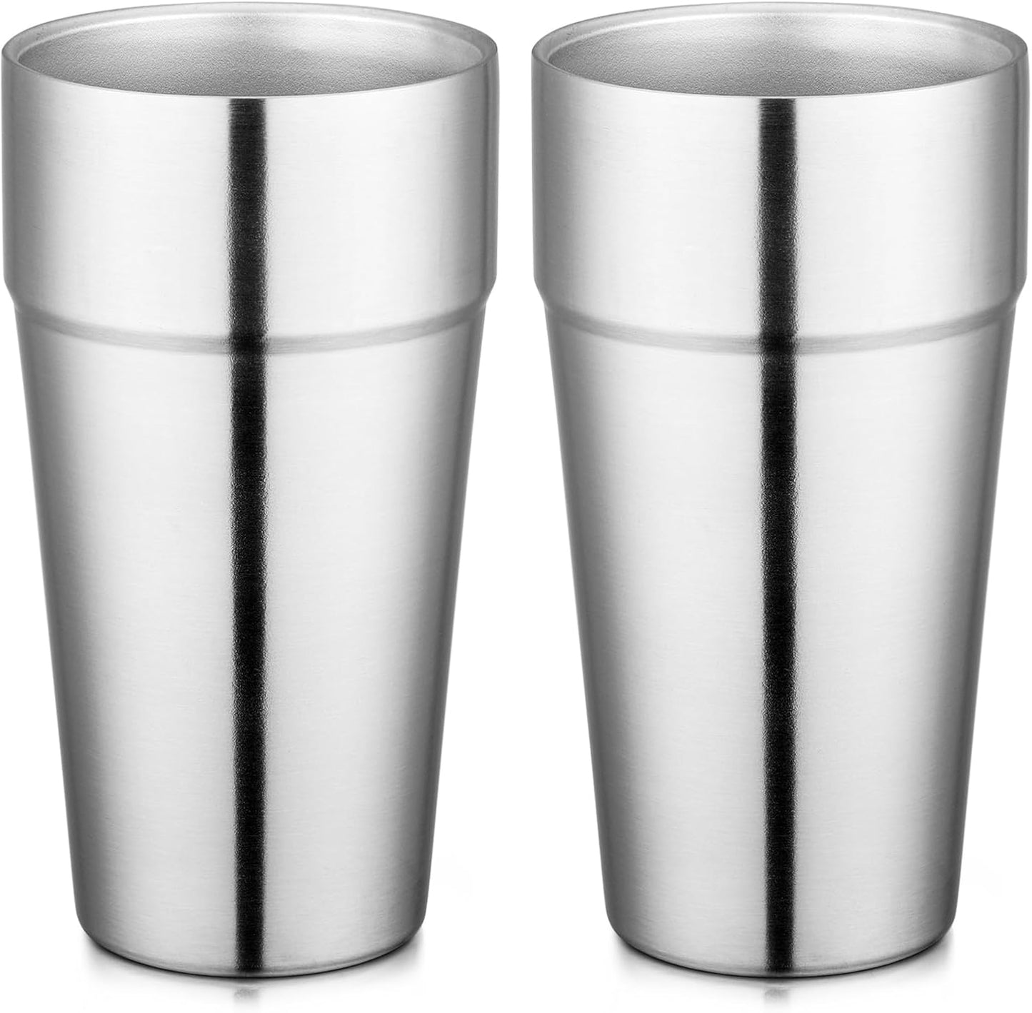 Stainless Steel Cups 16 oz, 4 Pack Stainless Steel Tumbler Stackable Double Wall Vacuum Insulated Metal Drinking Glasses for Home Restaurant Ofiice Party Camping