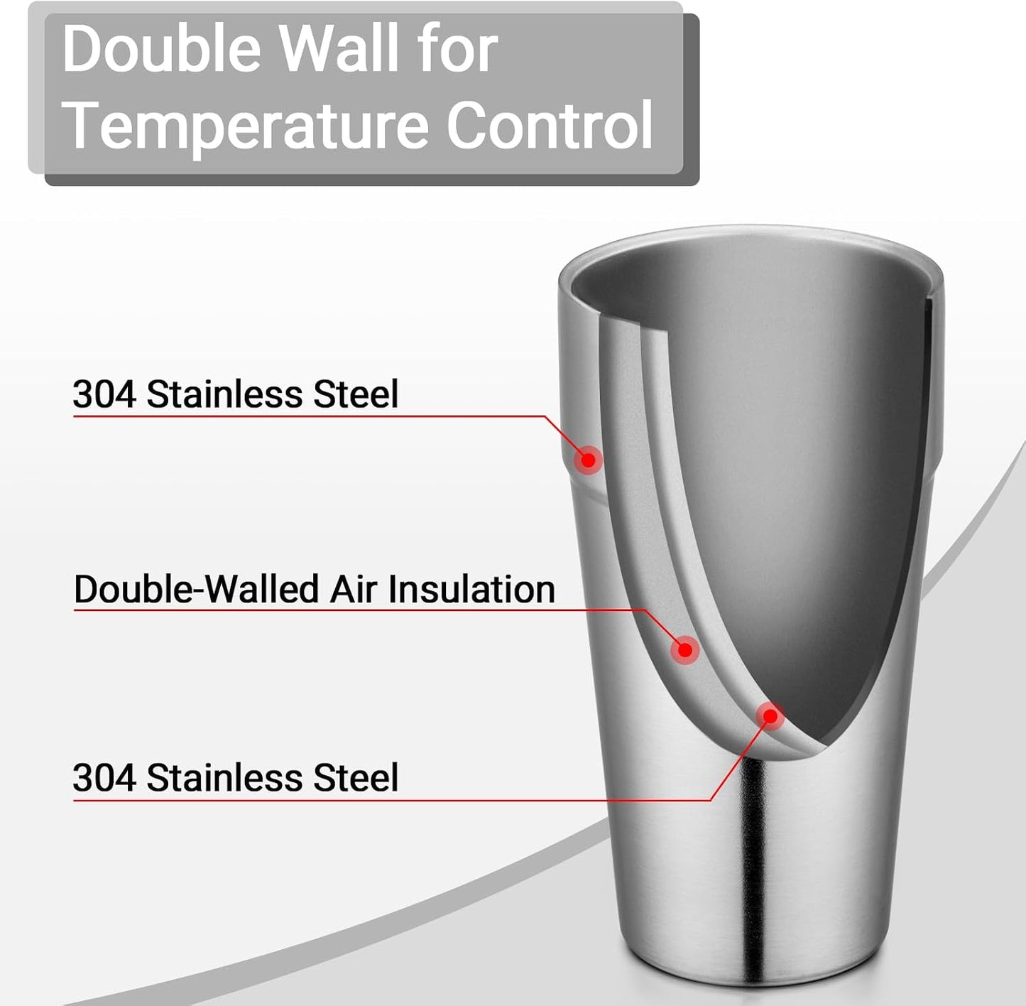 Stainless Steel Cups 16 oz, 4 Pack Stainless Steel Tumbler Stackable Double Wall Vacuum Insulated Metal Drinking Glasses for Home Restaurant Ofiice Party Camping