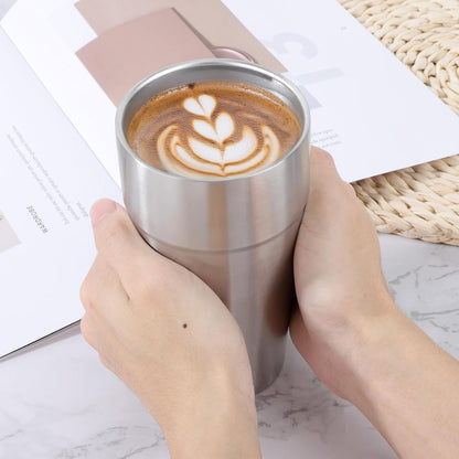 Stainless Steel Cups 16 oz, 4 Pack Stainless Steel Tumbler Stackable Double Wall Vacuum Insulated Metal Drinking Glasses for Home Restaurant Ofiice Party Camping