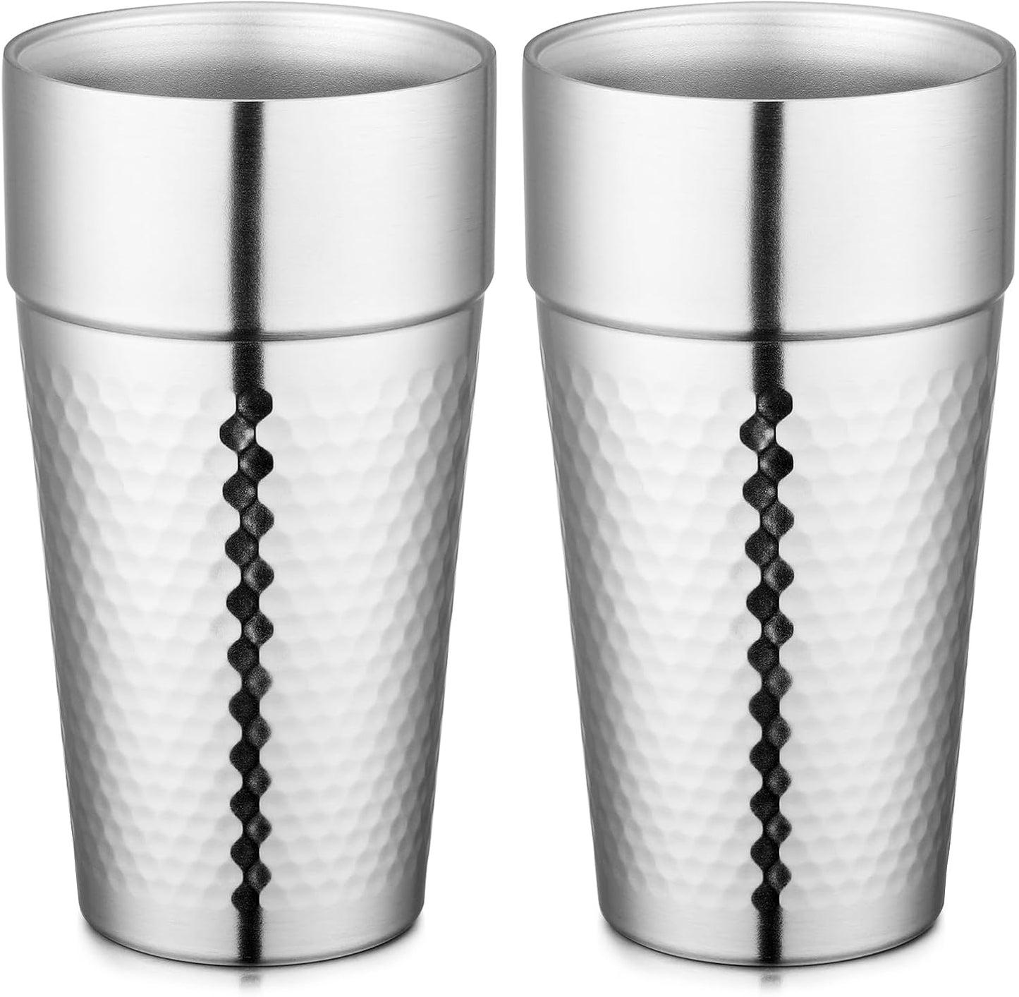 Stainless Steel Cups 16 oz, 4 Pack Stainless Steel Tumbler Stackable Double Wall Vacuum Insulated Metal Drinking Glasses for Home Restaurant Ofiice Party Camping