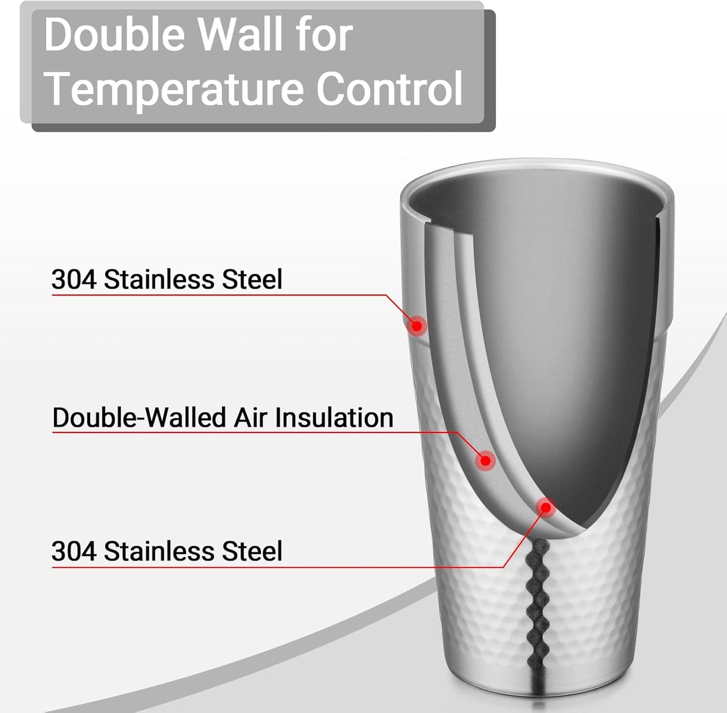 Stainless Steel Cups 16 oz, 4 Pack Stainless Steel Tumbler Stackable Double Wall Vacuum Insulated Metal Drinking Glasses for Home Restaurant Ofiice Party Camping