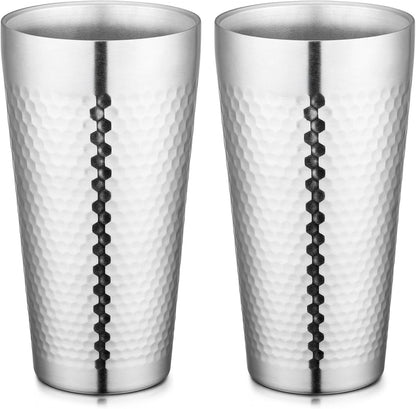 Stainless Steel Cups 16 oz, 4 Pack Stainless Steel Tumbler Stackable Double Wall Vacuum Insulated Metal Drinking Glasses for Home Restaurant Ofiice Party Camping