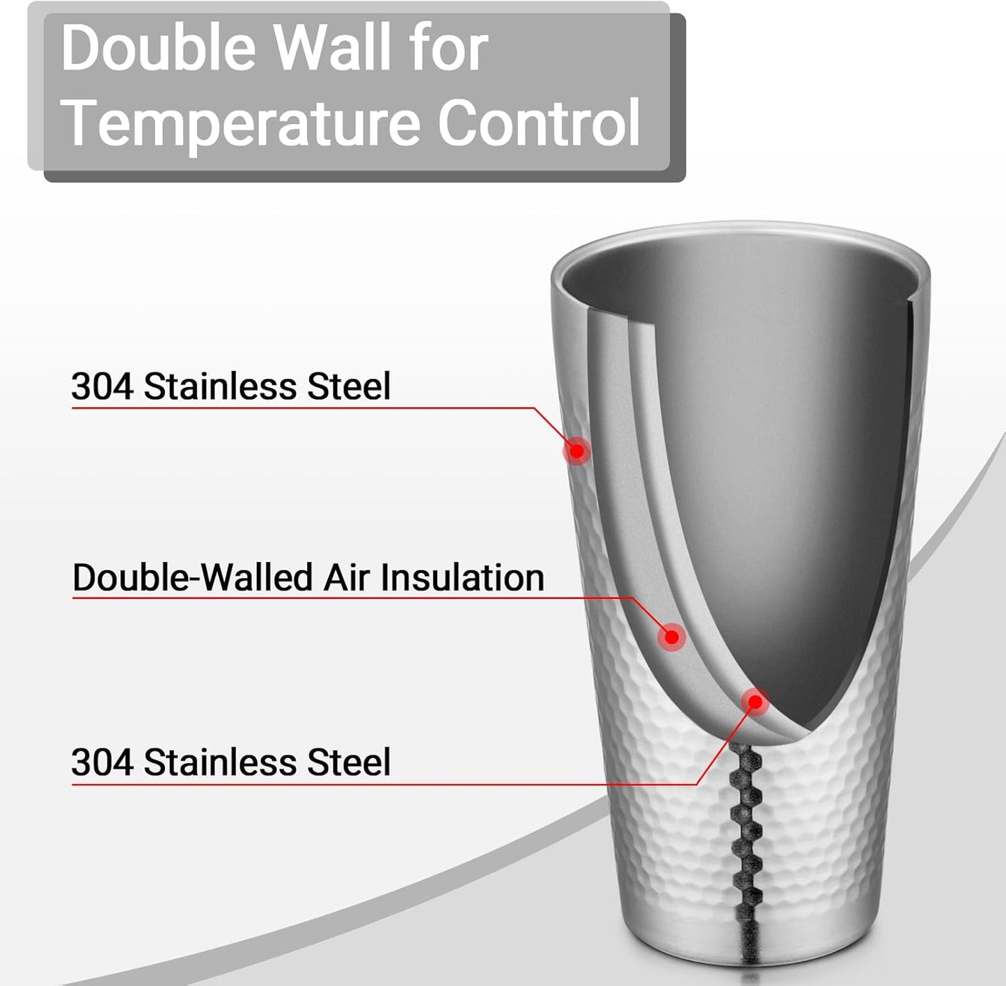 Stainless Steel Cups 16 oz, 4 Pack Stainless Steel Tumbler Stackable Double Wall Vacuum Insulated Metal Drinking Glasses for Home Restaurant Ofiice Party Camping