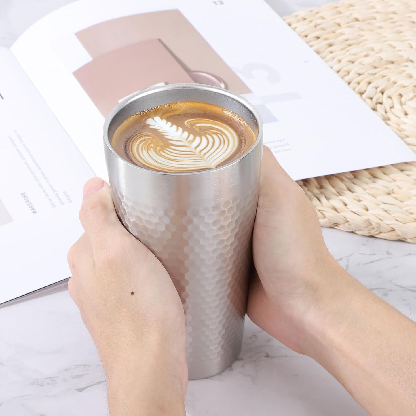 Stainless Steel Cups 16 oz, 4 Pack Stainless Steel Tumbler Stackable Double Wall Vacuum Insulated Metal Drinking Glasses for Home Restaurant Ofiice Party Camping