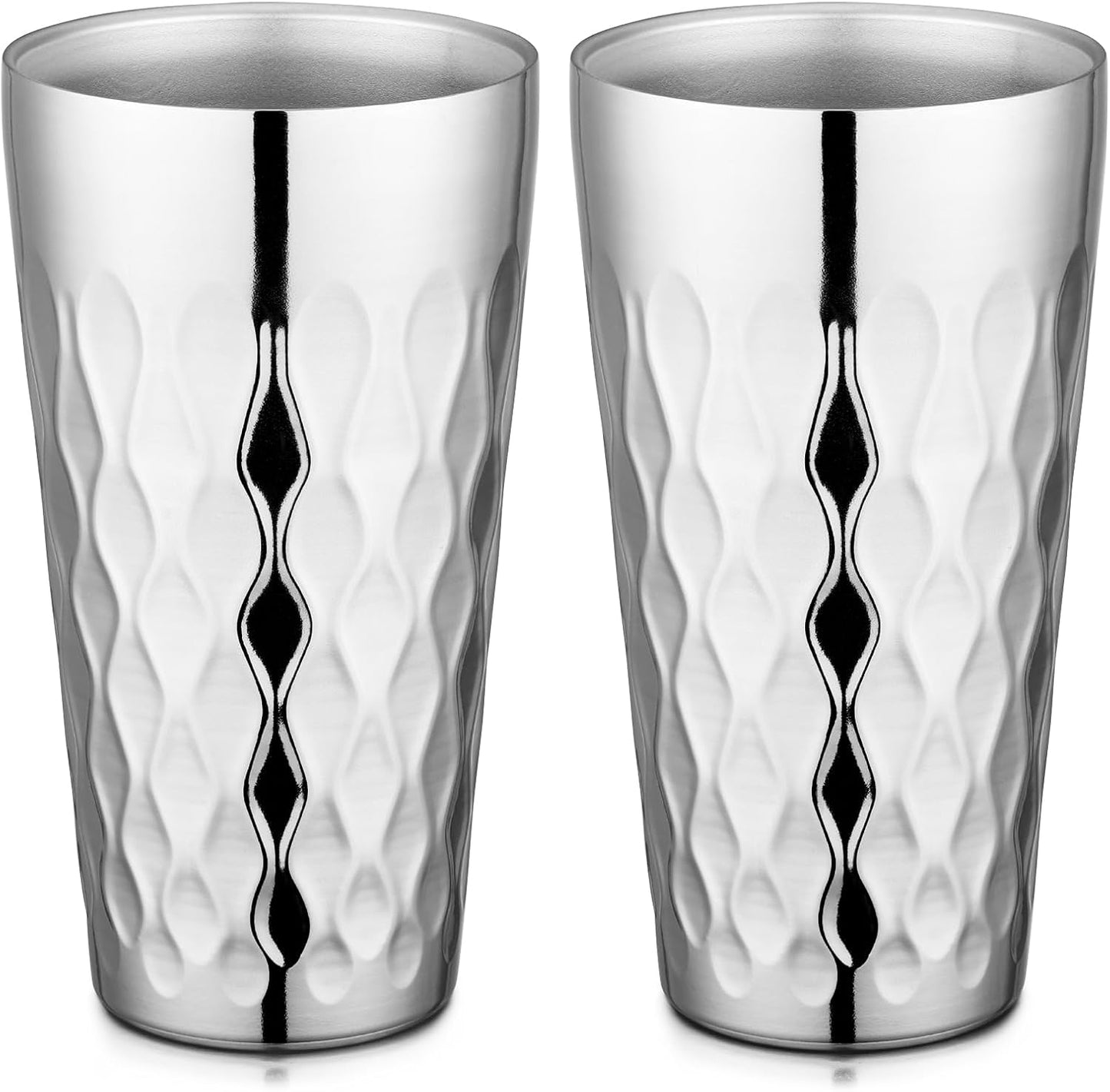 Stainless Steel Cups 16 oz, 4 Pack Stainless Steel Tumbler Stackable Double Wall Vacuum Insulated Metal Drinking Glasses for Home Restaurant Ofiice Party Camping
