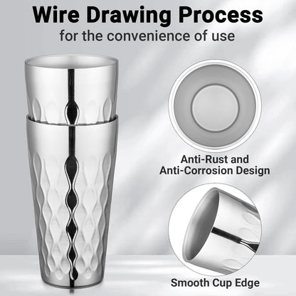 Stainless Steel Cups 16 oz, 4 Pack Stainless Steel Tumbler Stackable Double Wall Vacuum Insulated Metal Drinking Glasses for Home Restaurant Ofiice Party Camping
