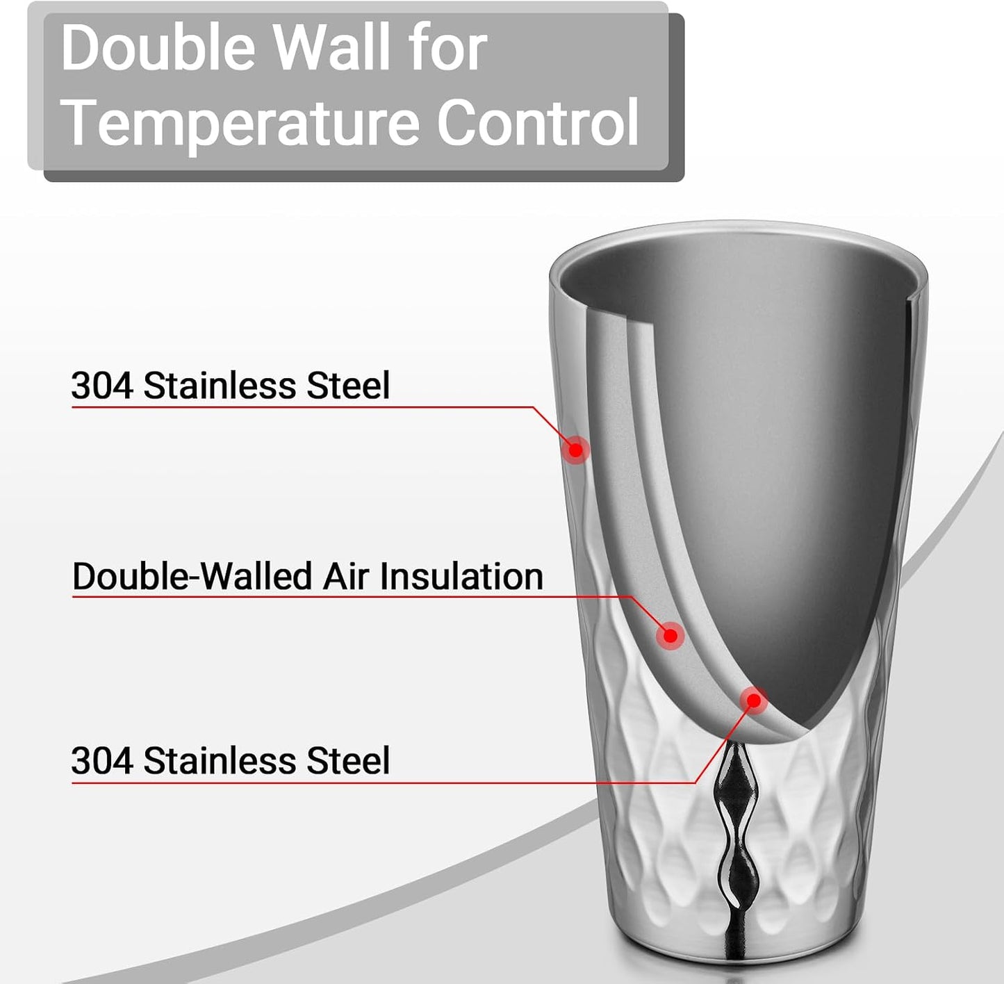 Stainless Steel Cups 16 oz, 4 Pack Stainless Steel Tumbler Stackable Double Wall Vacuum Insulated Metal Drinking Glasses for Home Restaurant Ofiice Party Camping