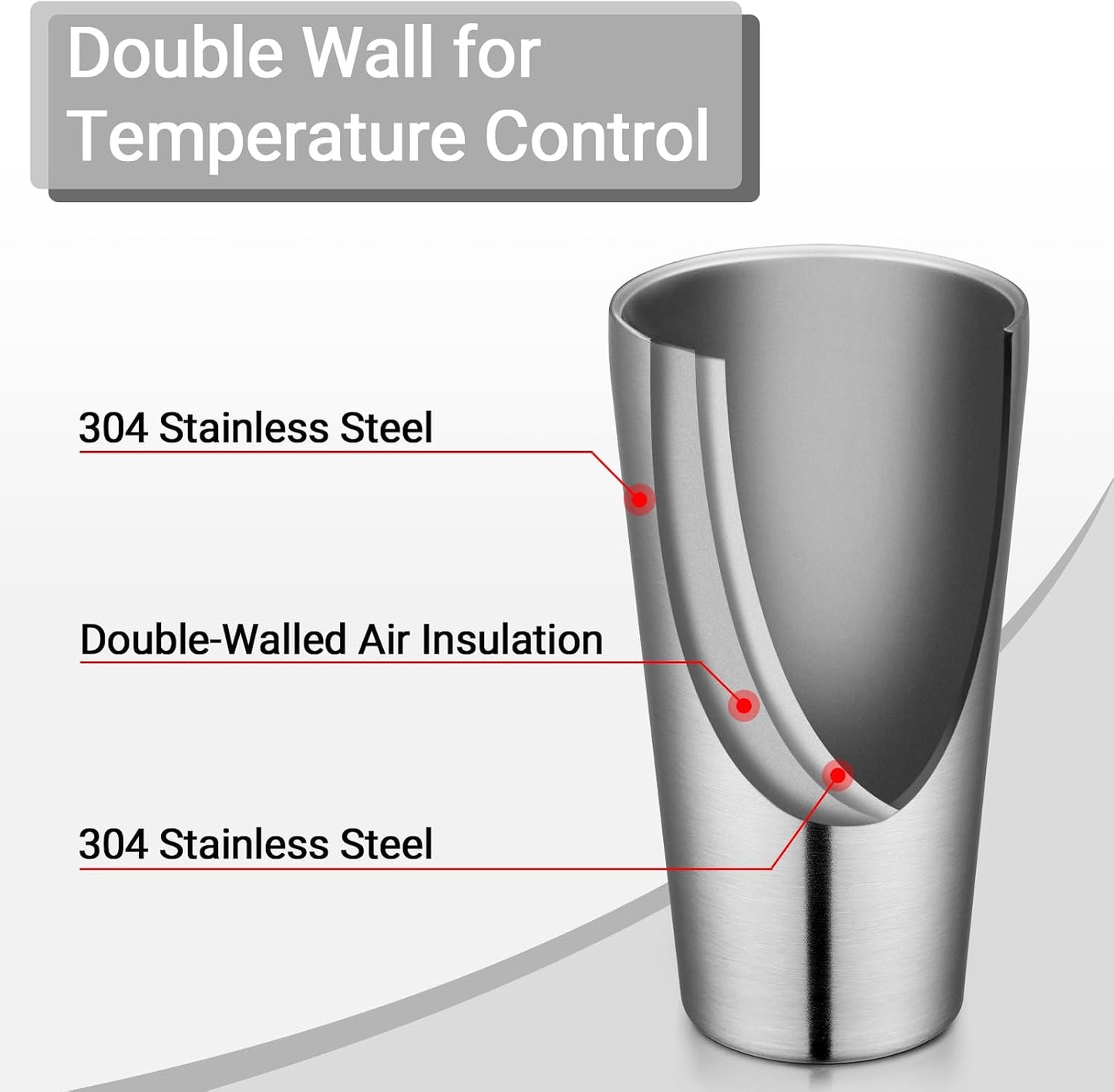 Stainless Steel Cups 16 oz, 4 Pack Stainless Steel Tumbler Stackable Double Wall Vacuum Insulated Metal Drinking Glasses for Home Restaurant Ofiice Party Camping