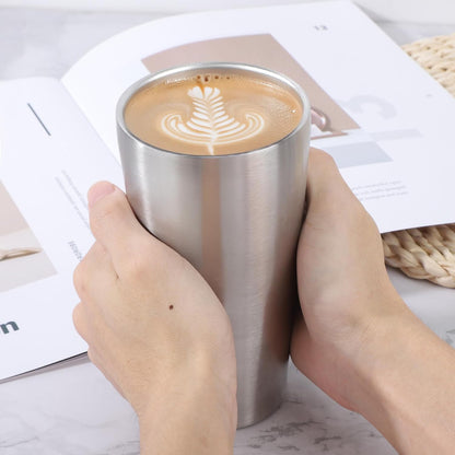 Stainless Steel Cups 16 oz, 4 Pack Stainless Steel Tumbler Stackable Double Wall Vacuum Insulated Metal Drinking Glasses for Home Restaurant Ofiice Party Camping