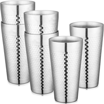 Stainless Steel Cups 16 oz, 4 Pack Stainless Steel Tumbler Stackable Double Wall Vacuum Insulated Metal Drinking Glasses for Home Restaurant Ofiice Party Camping