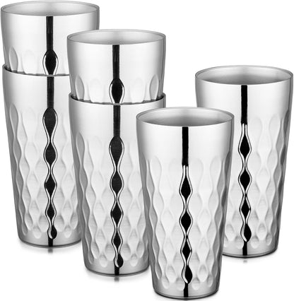 Stainless Steel Cups 16 oz, 4 Pack Stainless Steel Tumbler Stackable Double Wall Vacuum Insulated Metal Drinking Glasses for Home Restaurant Ofiice Party Camping