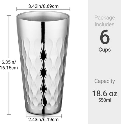 Stainless Steel Cups 16 oz, 4 Pack Stainless Steel Tumbler Stackable Double Wall Vacuum Insulated Metal Drinking Glasses for Home Restaurant Ofiice Party Camping