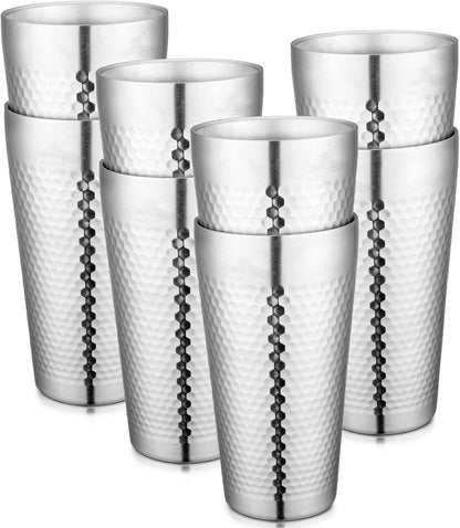 Stainless Steel Cups 16 oz, 4 Pack Stainless Steel Tumbler Stackable Double Wall Vacuum Insulated Metal Drinking Glasses for Home Restaurant Ofiice Party Camping