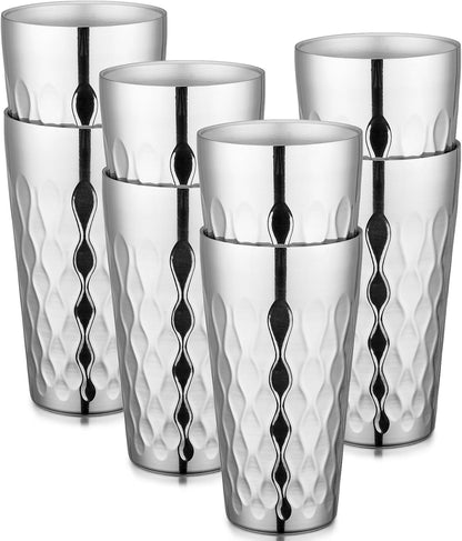 Stainless Steel Cups 16 oz, 4 Pack Stainless Steel Tumbler Stackable Double Wall Vacuum Insulated Metal Drinking Glasses for Home Restaurant Ofiice Party Camping