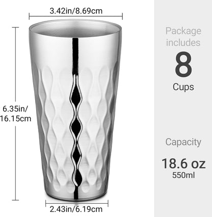Stainless Steel Cups 16 oz, 4 Pack Stainless Steel Tumbler Stackable Double Wall Vacuum Insulated Metal Drinking Glasses for Home Restaurant Ofiice Party Camping