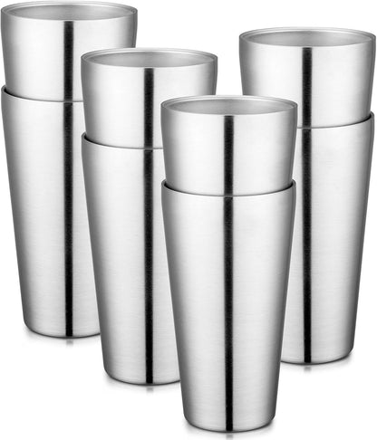 Stainless Steel Cups 16 oz, 4 Pack Stainless Steel Tumbler Stackable Double Wall Vacuum Insulated Metal Drinking Glasses for Home Restaurant Ofiice Party Camping