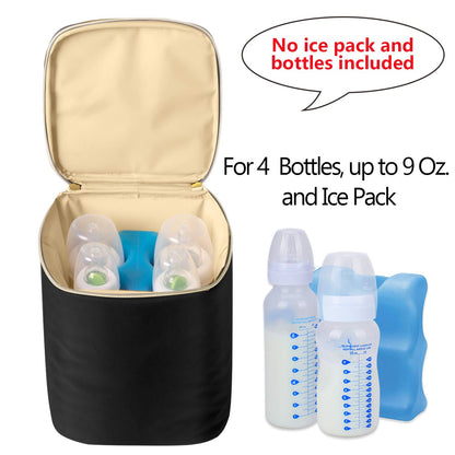 Travel Insulated Breastmilk Cooler Bag for Working Moms, Black