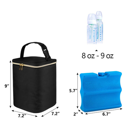 Travel Insulated Breastmilk Cooler Bag for Working Moms, Black