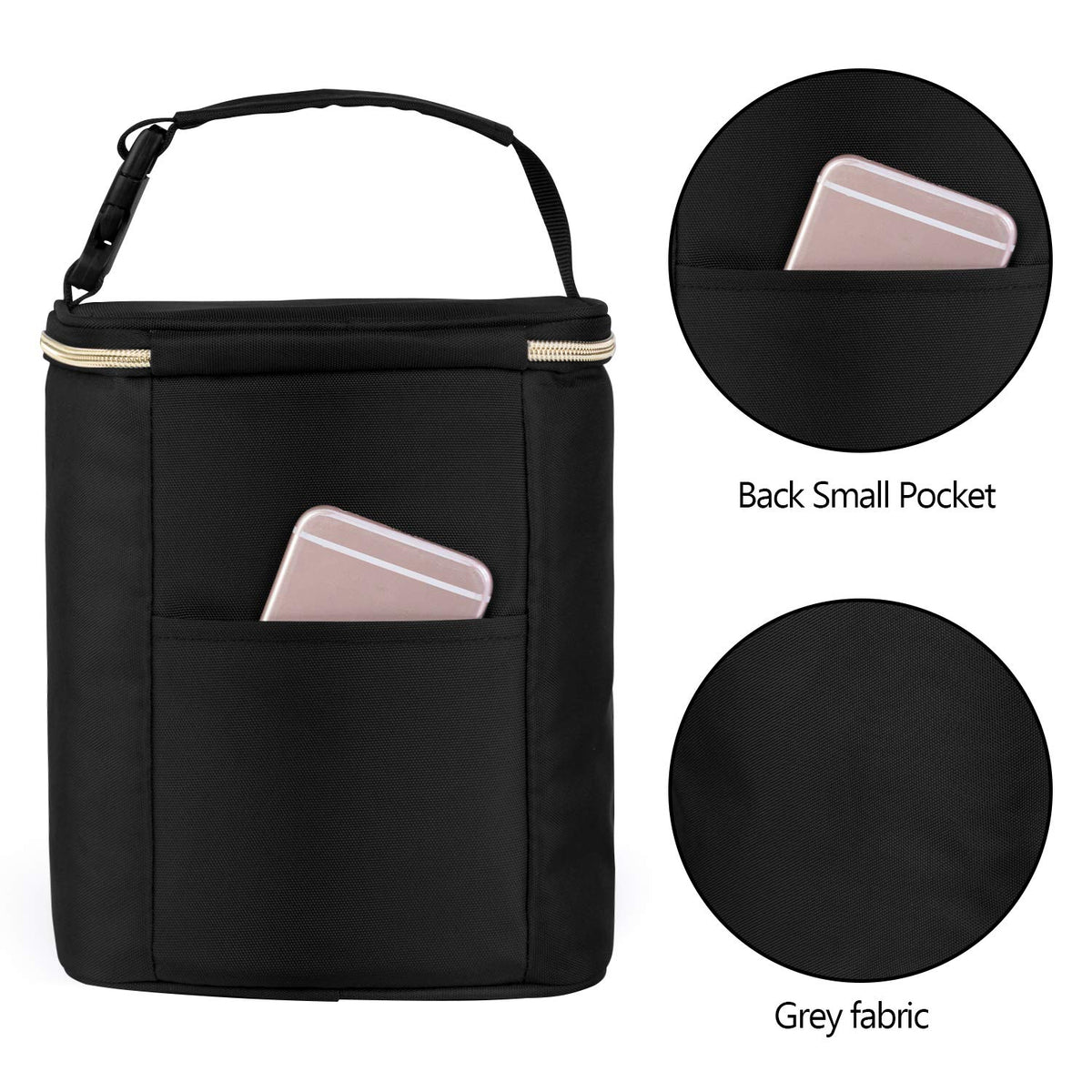 Travel Insulated Breastmilk Cooler Bag for Working Moms, Black