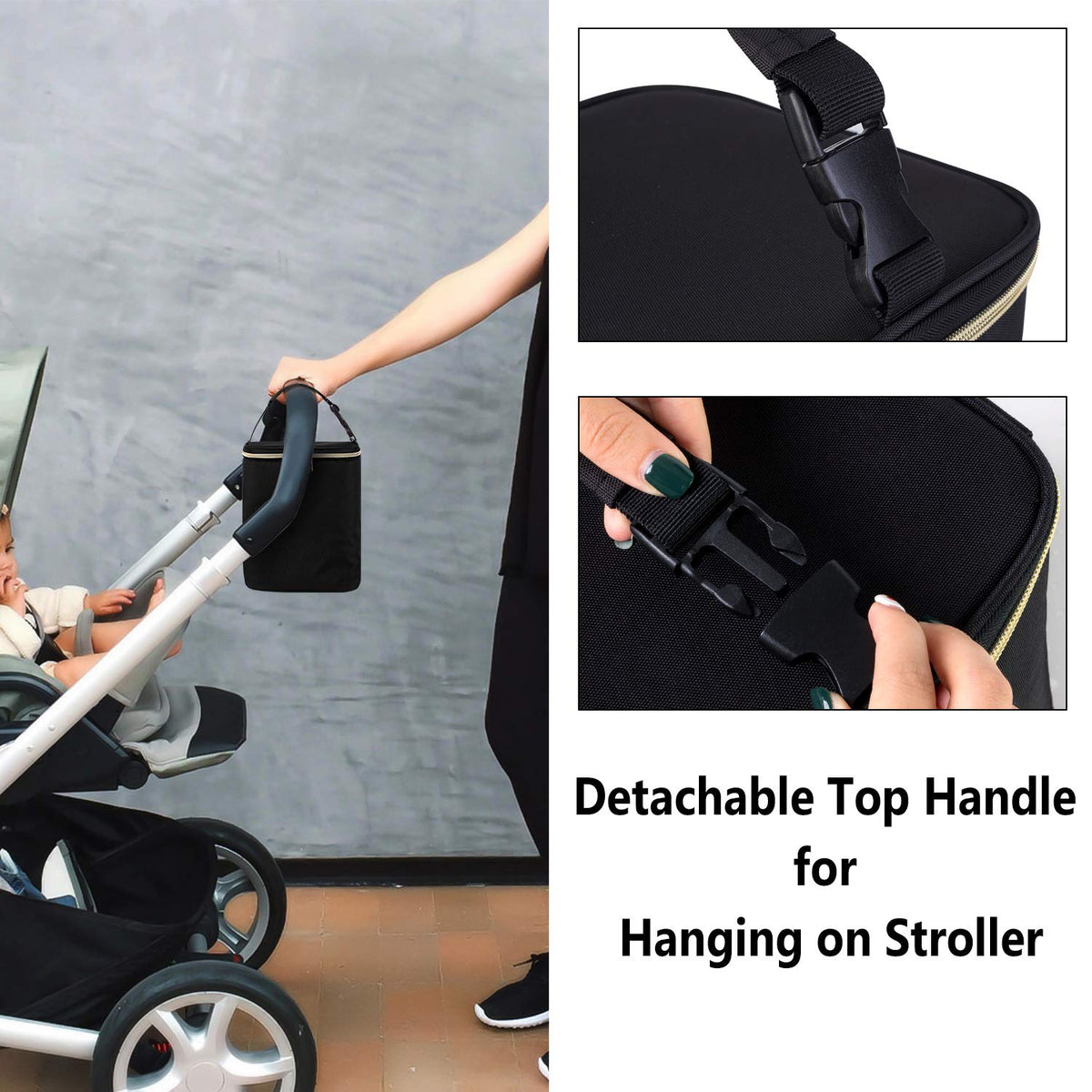 Travel Insulated Breastmilk Cooler Bag for Working Moms, Black