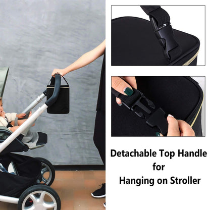 Travel Insulated Breastmilk Cooler Bag for Working Moms, Black