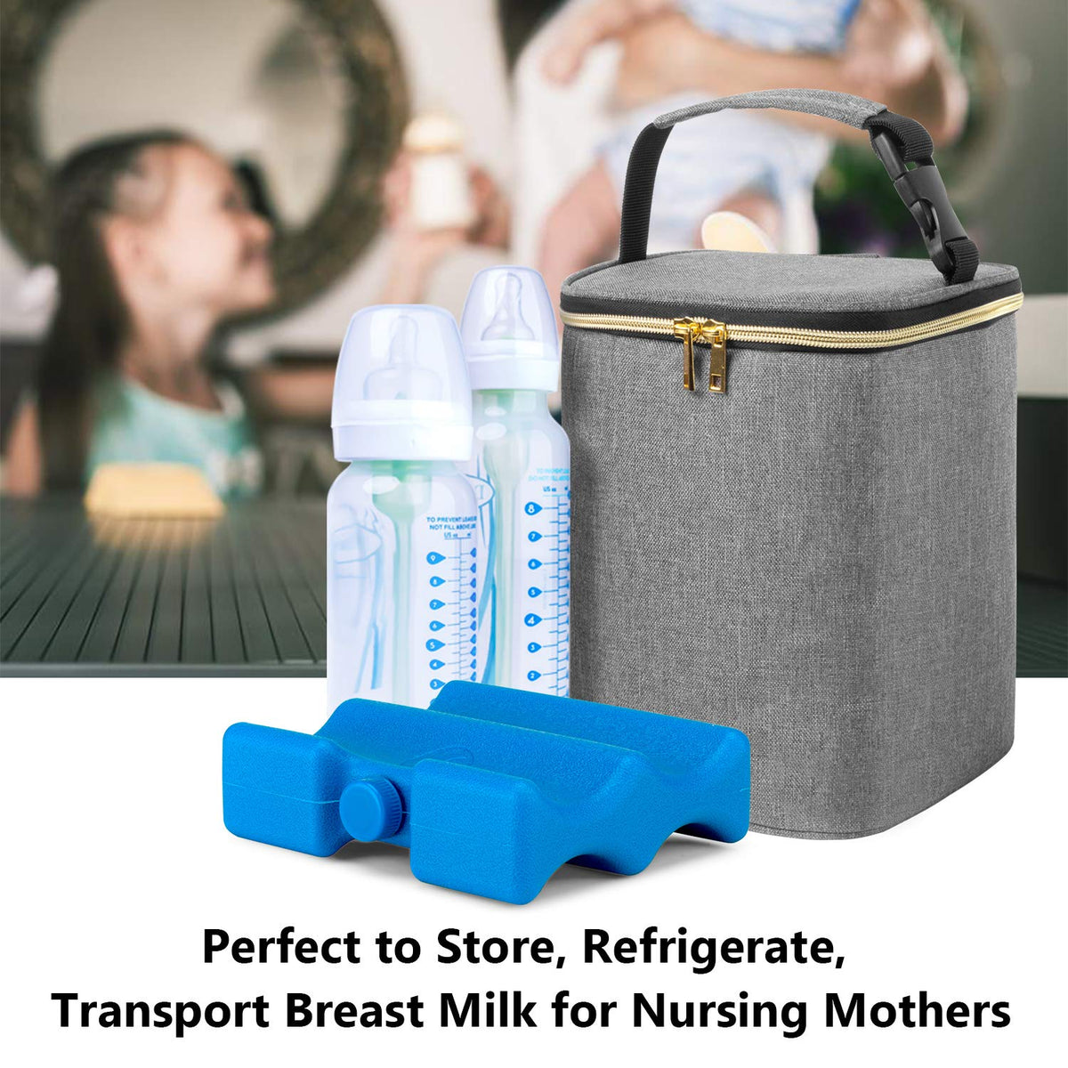 Travel Insulated Breastmilk Cooler Bag for Working Moms, Black