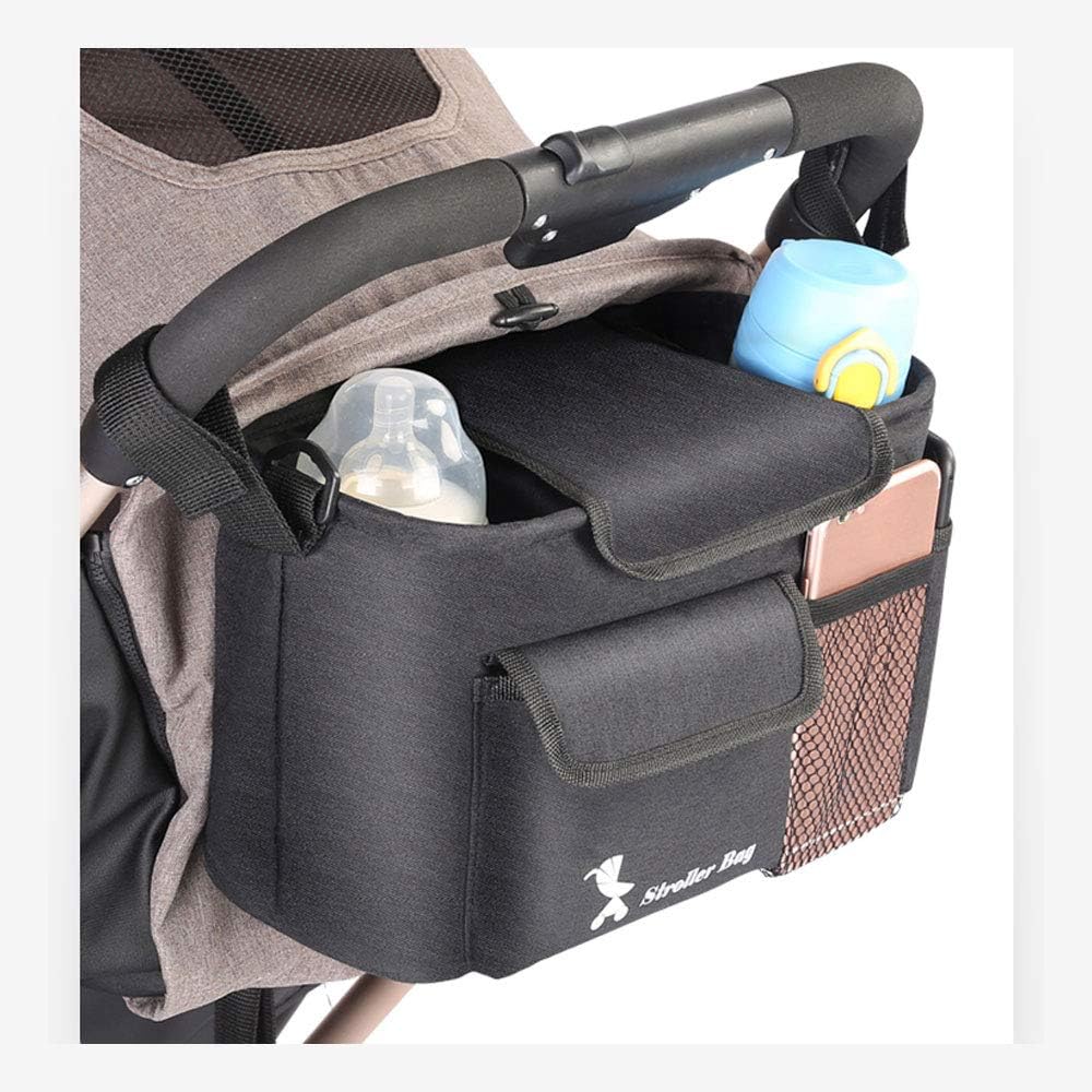 Stroller Bag with Detachable Shoulder Strap Cup Holder Diaper Feeding Bottle Phone Toys Storage Accessory