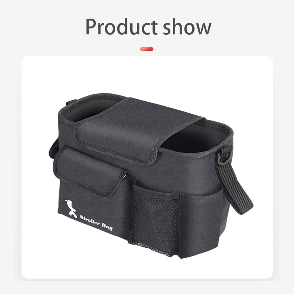 Stroller Bag with Detachable Shoulder Strap Cup Holder Diaper Feeding Bottle Phone Toys Storage Accessory