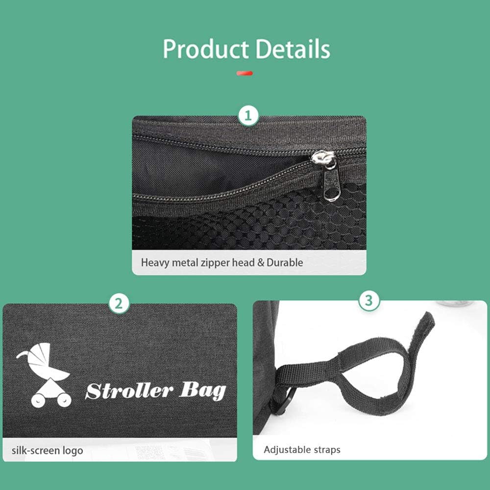Stroller Bag with Detachable Shoulder Strap Cup Holder Diaper Feeding Bottle Phone Toys Storage Accessory
