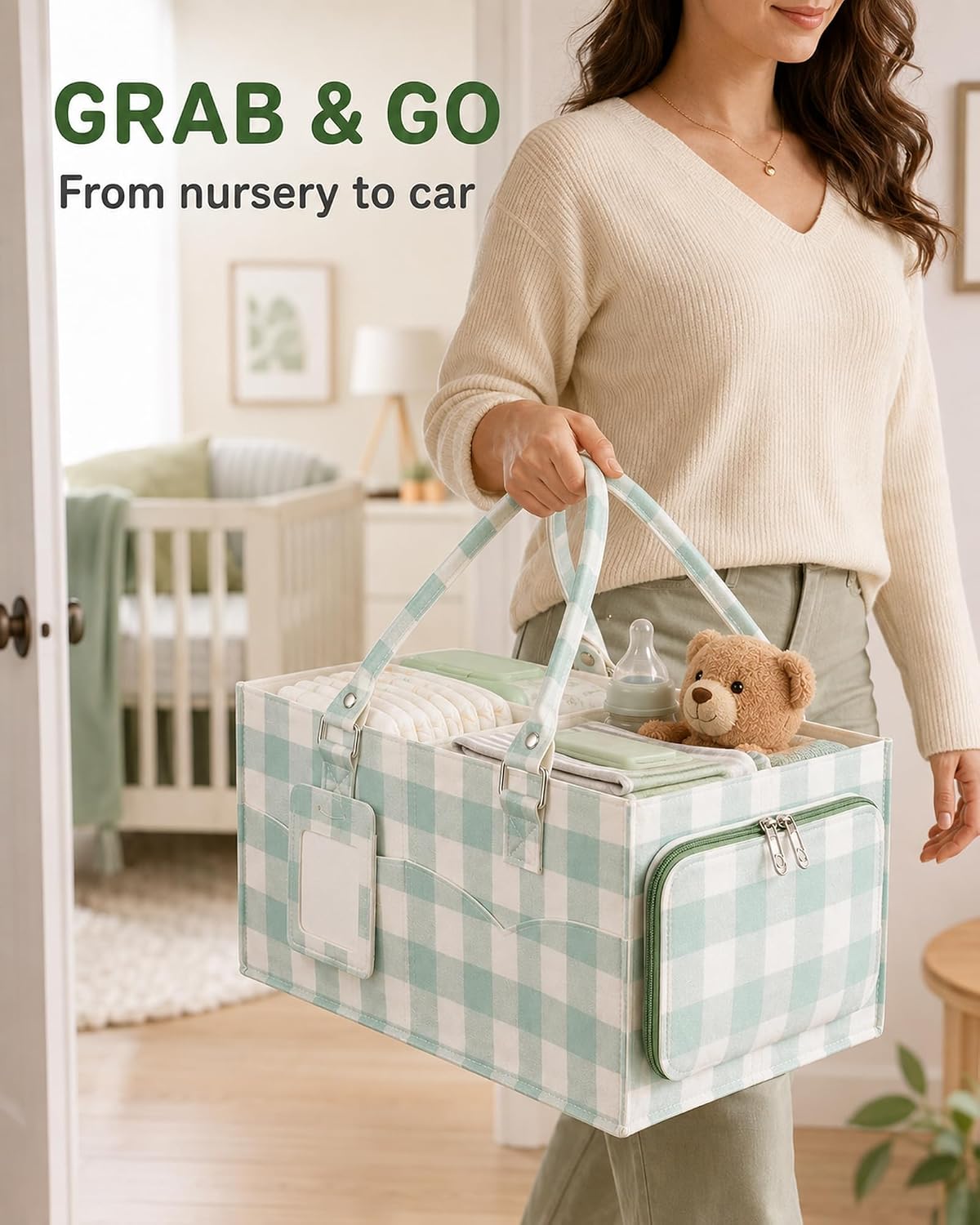 Diaper Caddy Organizer for Baby Essentials Portable, Travel Tote
