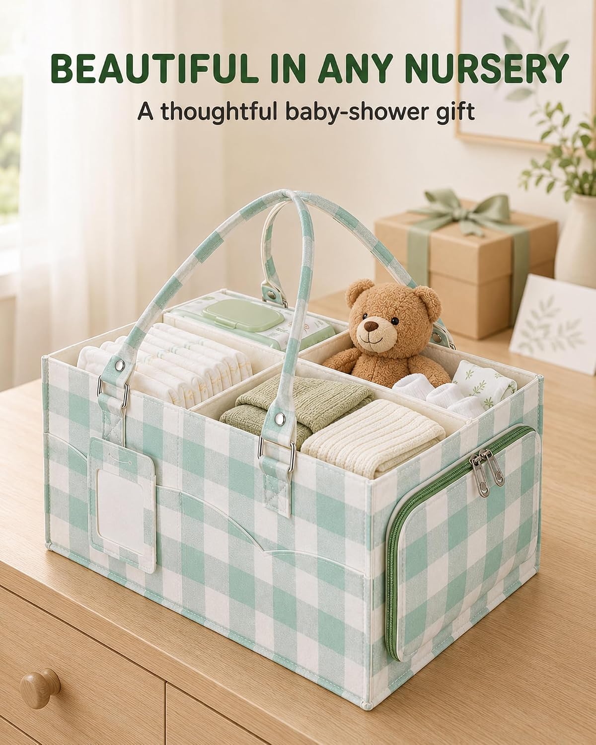 Diaper Caddy Organizer for Baby Essentials Portable, Travel Tote