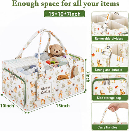 Diaper Caddy Organizer for Baby Essentials Portable, Travel Tote