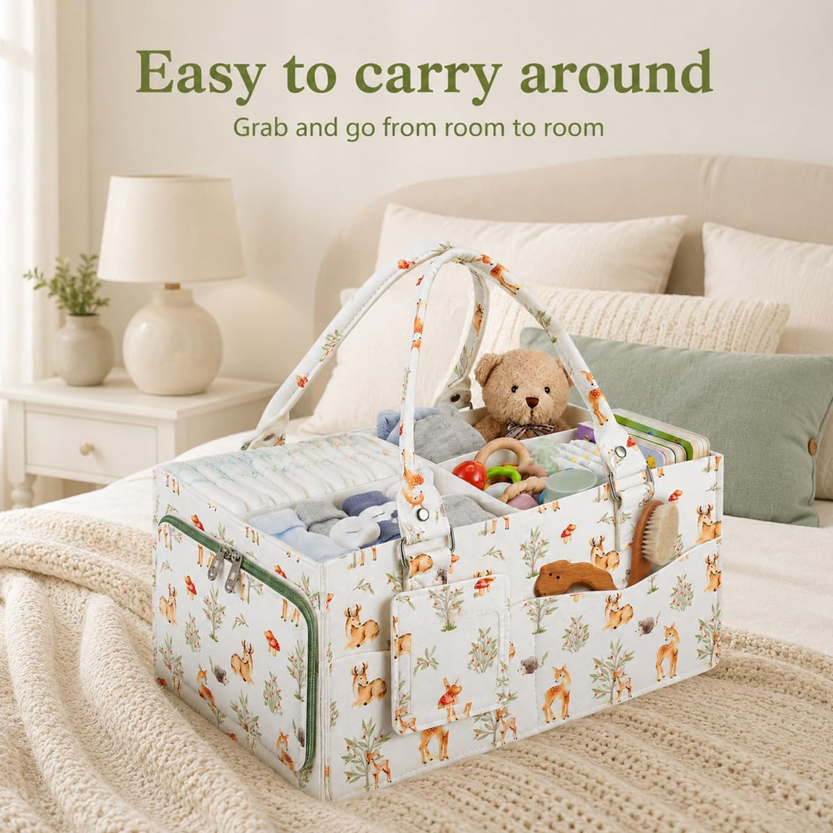 Diaper Caddy Organizer for Baby Essentials Portable, Travel Tote