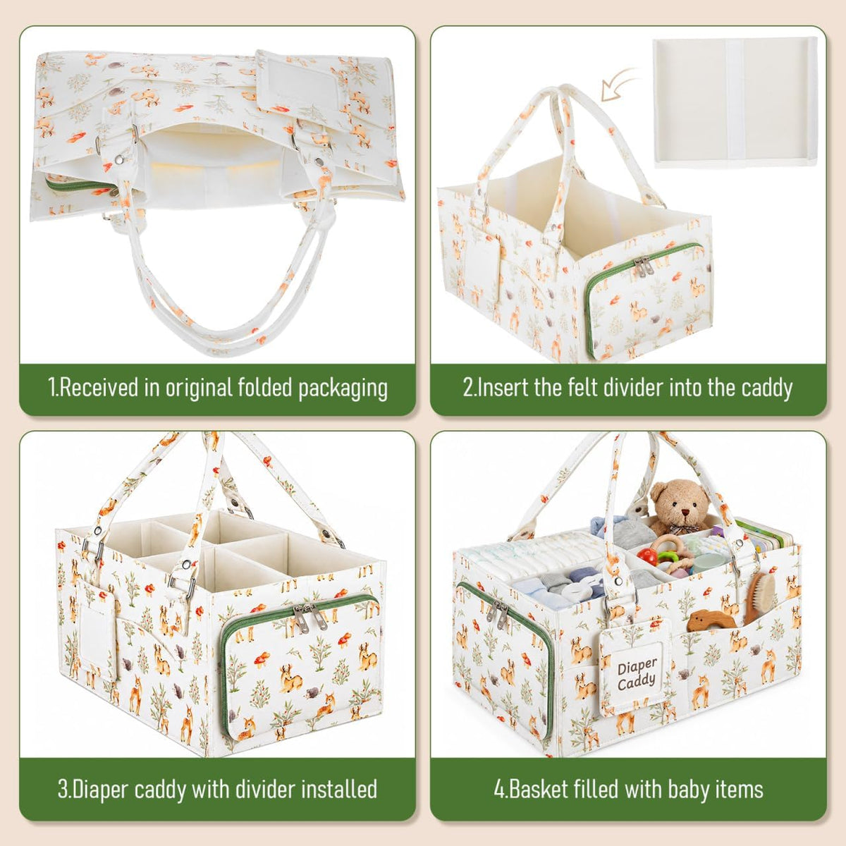 Diaper Caddy Organizer for Baby Essentials Portable, Travel Tote
