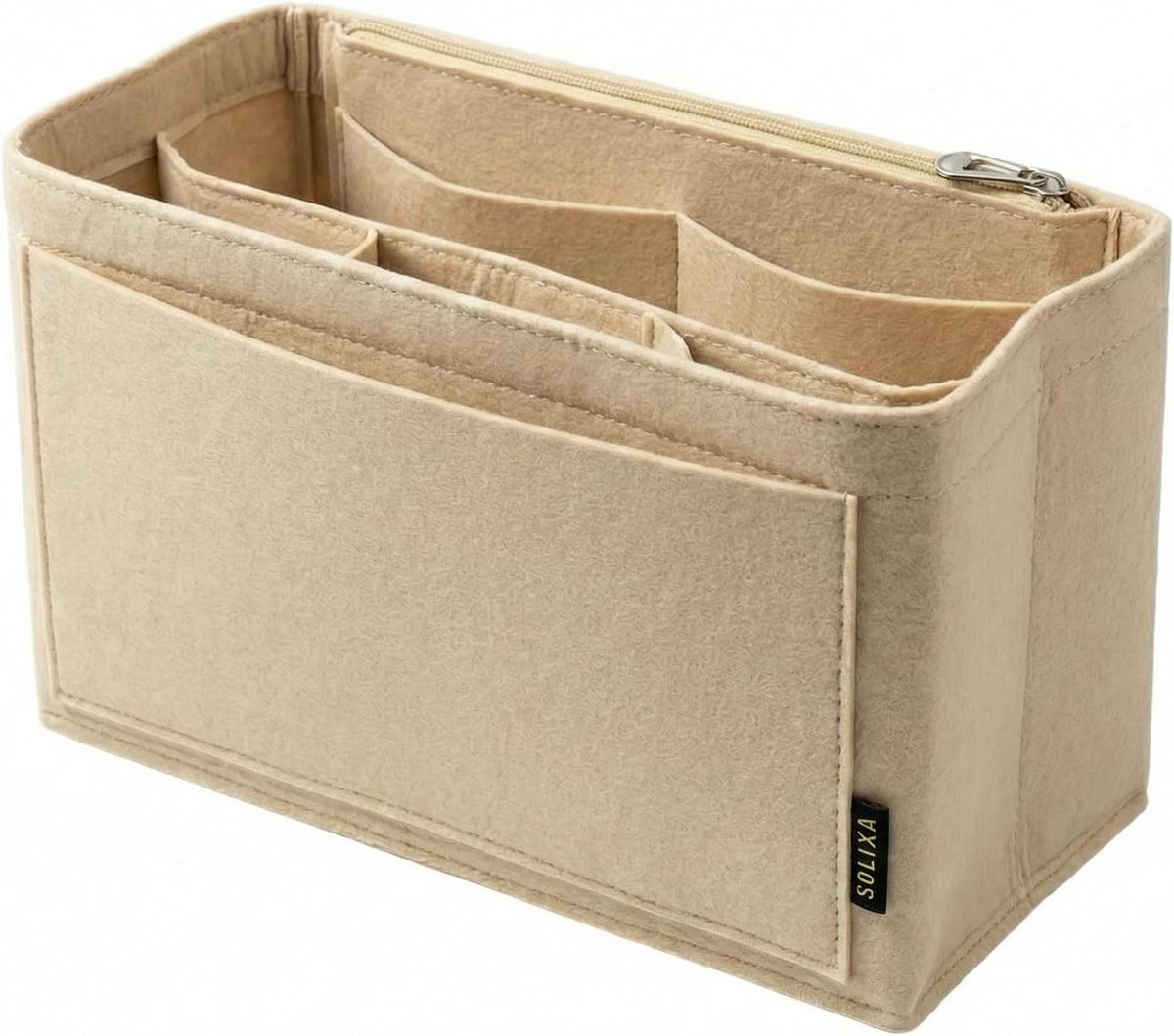 Felt Purse Organizer Insert for Tote Bags, Bag Insert for Handbags fit Neverfull MM, bag charm for tote bags,Compatible with Most Totes & Designer Bags, Medium Beige