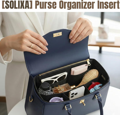 Felt Purse Organizer Insert for Tote Bags, Bag Insert for Handbags fit Neverfull MM, bag charm for tote bags,Compatible with Most Totes & Designer Bags, Medium Beige